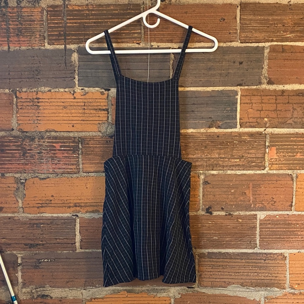 Rewind Black and White Checkered Overall Dress